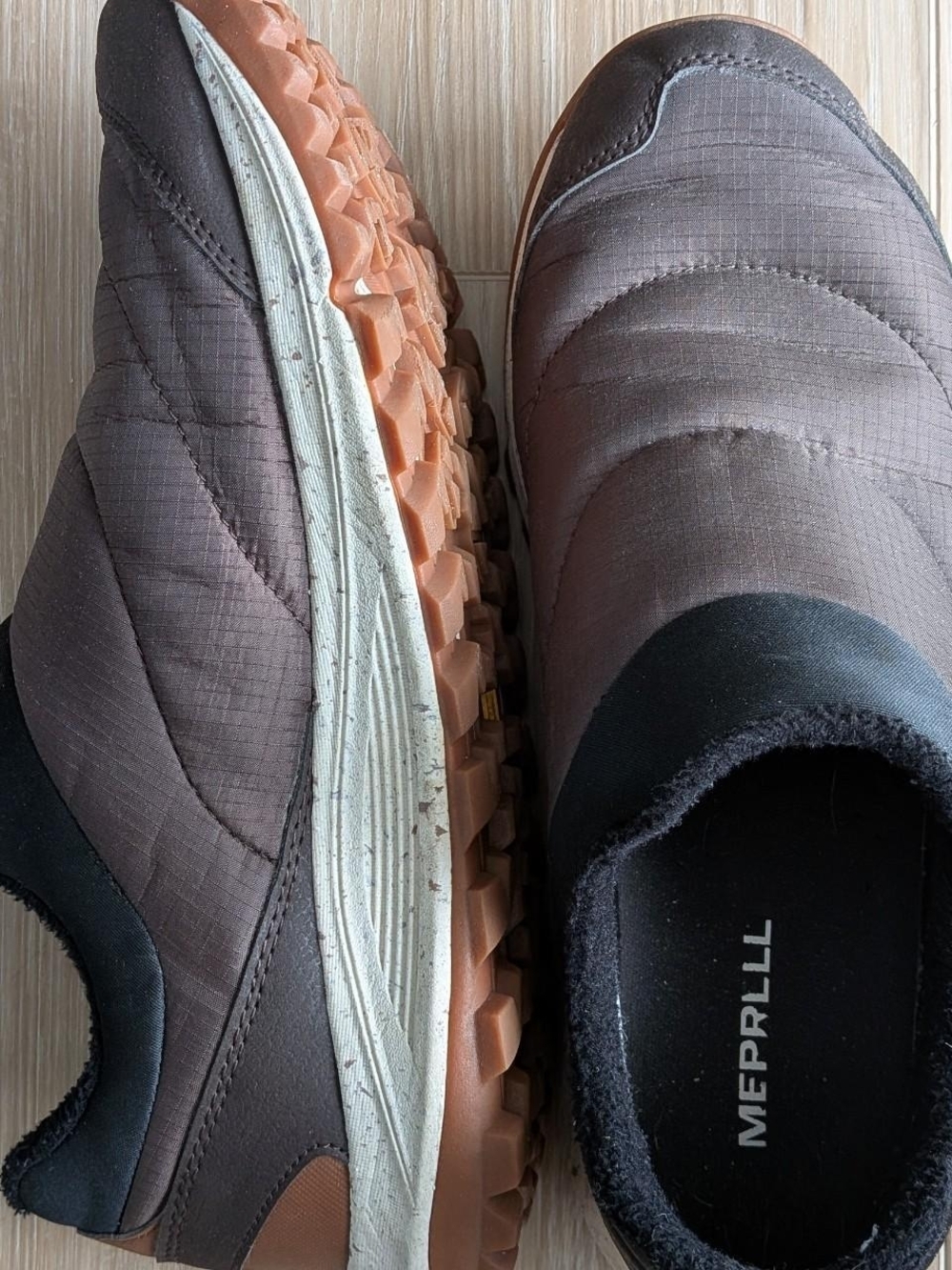 Merrell Men's Brown Quilted Slip-On Trail Sneakers with Gum Outsole